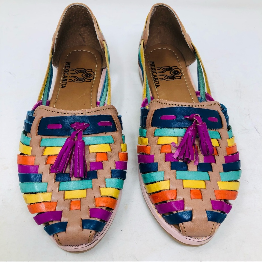 New Mexicanita Multi-Colored Leather Woven Sandals